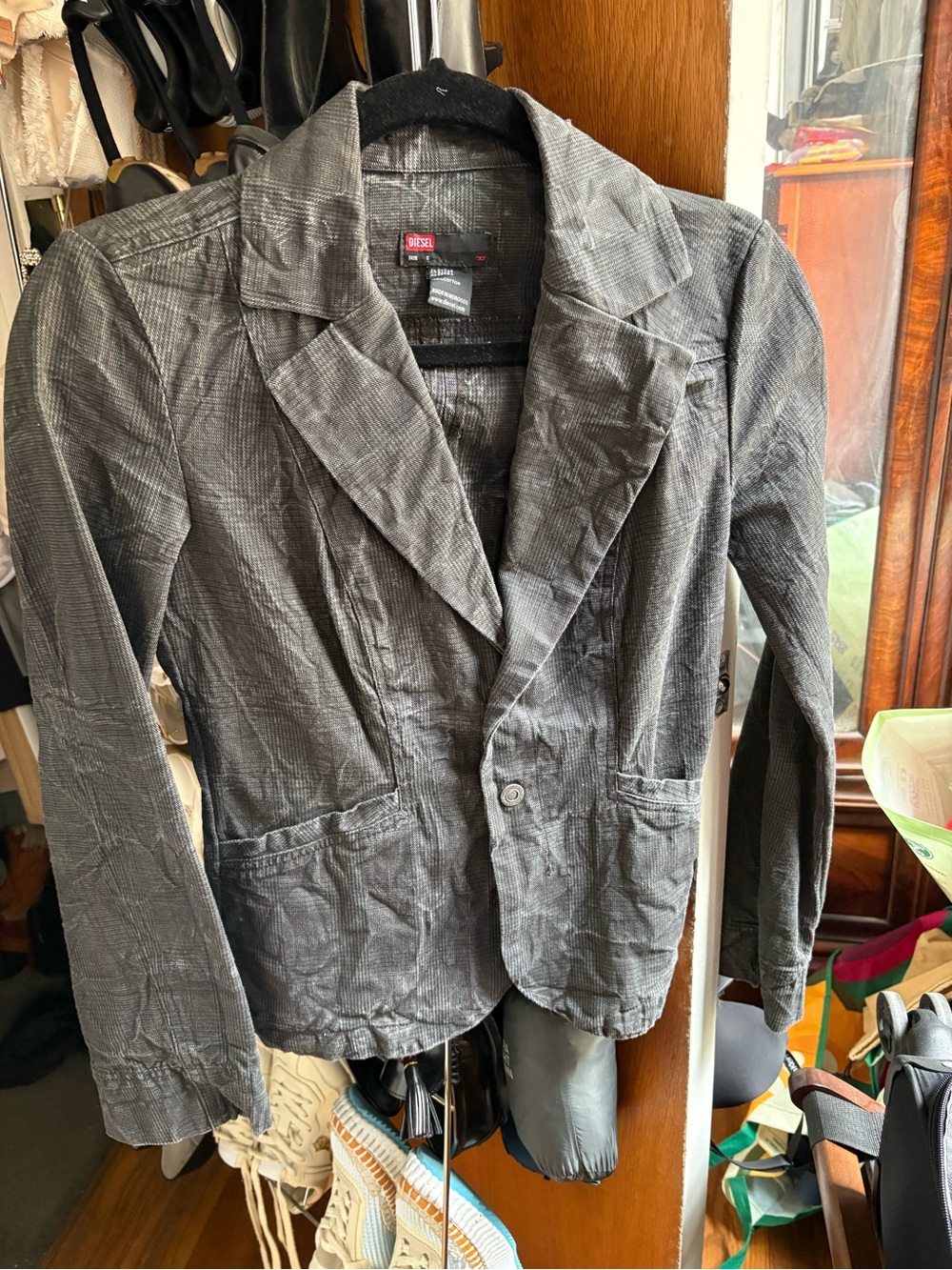 Diesel Gray Women's Single-Button Tailored Blazer